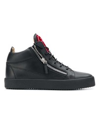 Мужские черные кожаные высокие кеды от Giuseppe Zanotti Design