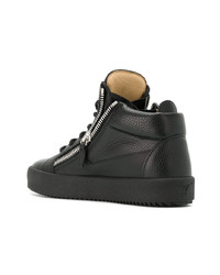 Женские черные кожаные высокие кеды от Giuseppe Zanotti Design