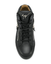 Женские черные кожаные высокие кеды от Giuseppe Zanotti Design