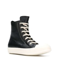 Мужские черные кожаные высокие кеды от Rick Owens