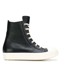 Мужские черные кожаные высокие кеды от Rick Owens