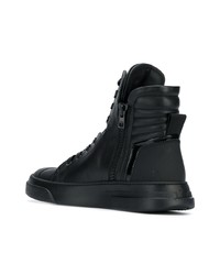 Мужские черные кожаные высокие кеды от Bruno Bordese