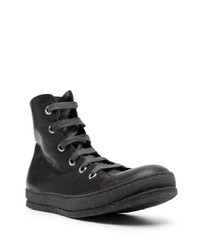 Мужские черные кожаные высокие кеды от A Diciannoveventitre