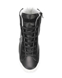 Мужские черные кожаные высокие кеды от Philippe Model