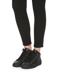 Женские черные кожаные высокие кеды от Maison Margiela