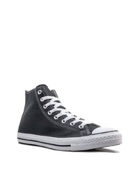 Мужские черные кожаные высокие кеды от Converse