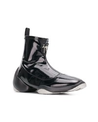 Женские черные кожаные высокие кеды от Giuseppe Zanotti Design