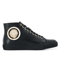 Мужские черные кожаные высокие кеды от Versus