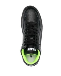 Мужские черные кожаные высокие кеды от MSGM