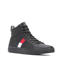 Мужские черные кожаные высокие кеды от Tommy Hilfiger