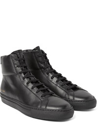 Мужские черные кожаные высокие кеды от Common Projects