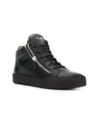 Мужские черные кожаные высокие кеды от Giuseppe Zanotti Design