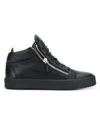 Мужские черные кожаные высокие кеды от Giuseppe Zanotti Design