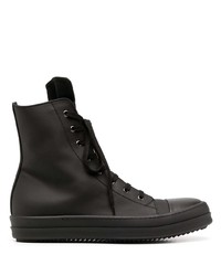 Мужские черные кожаные высокие кеды от Rick Owens DRKSHDW