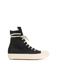 Мужские черные кожаные высокие кеды от Rick Owens DRKSHDW