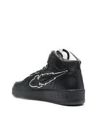 Мужские черные кожаные высокие кеды от Enterprise Japan