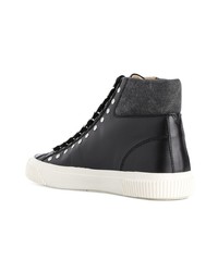 Женские черные кожаные высокие кеды от Diesel