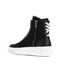 Мужские черные кожаные высокие кеды от D By D