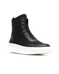 Мужские черные кожаные высокие кеды от D By D