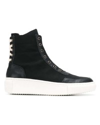 Мужские черные кожаные высокие кеды от D By D