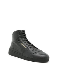 Мужские черные кожаные высокие кеды от Saint Laurent