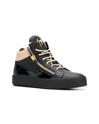 Мужские черные кожаные высокие кеды от Giuseppe Zanotti Design