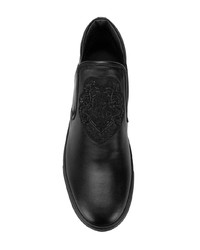 Мужские черные кожаные высокие кеды от Roberto Cavalli