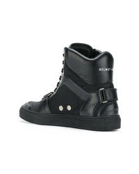 Мужские черные кожаные высокие кеды от Helmut Lang
