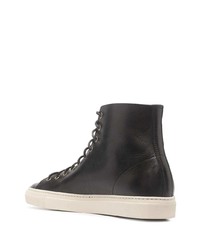 Мужские черные кожаные высокие кеды от Buttero