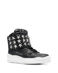 Мужские черные кожаные высокие кеды от Philipp Plein