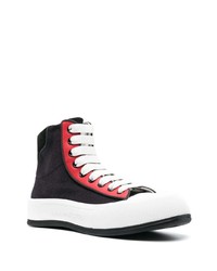 Мужские черные кожаные высокие кеды от Alexander McQueen
