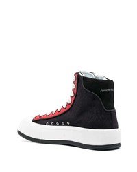 Мужские черные кожаные высокие кеды от Alexander McQueen