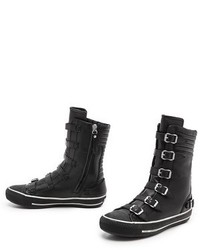 Женские черные кожаные высокие кеды от Ash