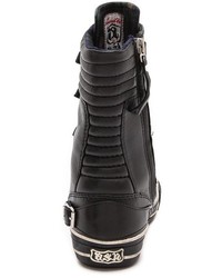 Женские черные кожаные высокие кеды от Ash