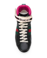Женские черные кожаные высокие кеды от Gucci