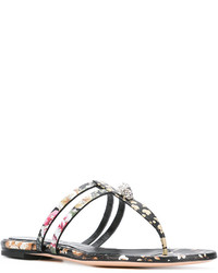 Черные кожаные вьетнамки от Alexander McQueen