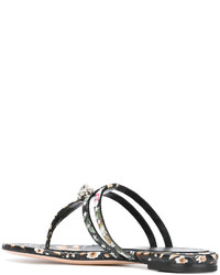 Черные кожаные вьетнамки от Alexander McQueen