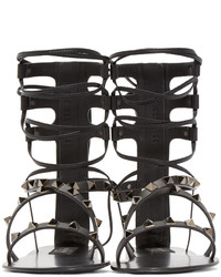 Черные кожаные гладиаторы от Valentino