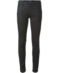 Черные кожаные джинсы скинни от Armani Jeans