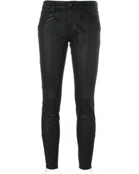 Черные кожаные джинсы скинни от Burberry