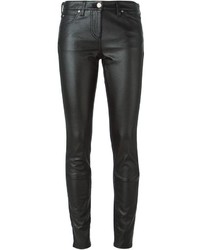 Черные кожаные джинсы скинни от Roberto Cavalli