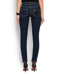 Черные кожаные джинсы скинни от Givenchy