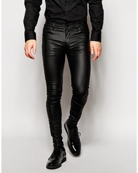 Мужские черные кожаные джинсы от Asos