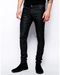 Мужские черные кожаные джинсы от Asos