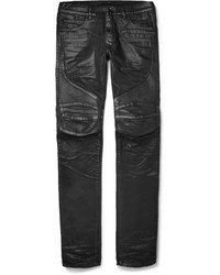Мужские черные кожаные джинсы от Balmain