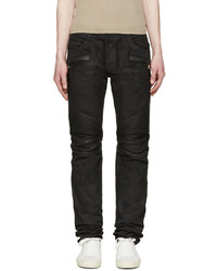 Мужские черные кожаные джинсы от Balmain