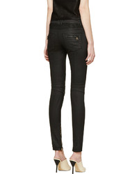 Женские черные кожаные джинсы от Balmain