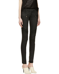 Женские черные кожаные джинсы от Balmain