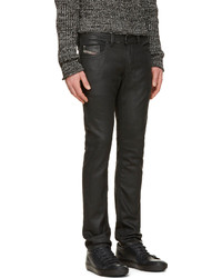 Мужские черные кожаные джинсы от Diesel