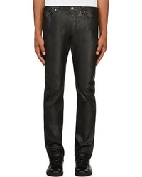 Мужские черные кожаные джинсы от Saint Laurent